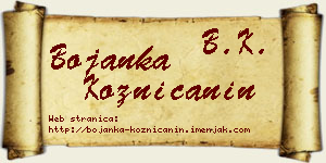 Bojanka Kozničanin vizit kartica